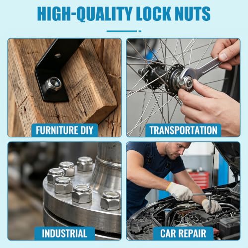 760PCS SAE & Metric Nylon Insert Lock Nuts Kit,Stainless Steel Locknuts Set