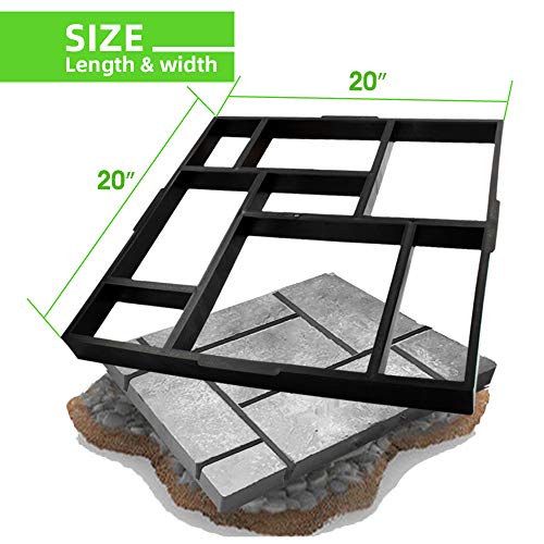 CJGQ 20"x20"x1.8" Plus Size Walk Maker Reusable Concrete Path Maker Molds Stepping Stone Paver Lawn Patio Yard Garden DIY Walkway Pavement Paving Moulds (8-Grid) 1PACK 8-Grid)