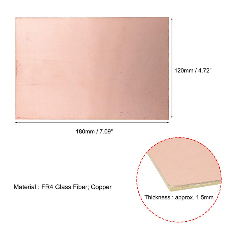 sourcing map 5pcs. Double Sided Copper Clad Laminate PCB Circuit Board FR4 180x120mm 7.09x4.72 Inch 1.5mm Thickness DIY Prototype PCB Board Nameplate