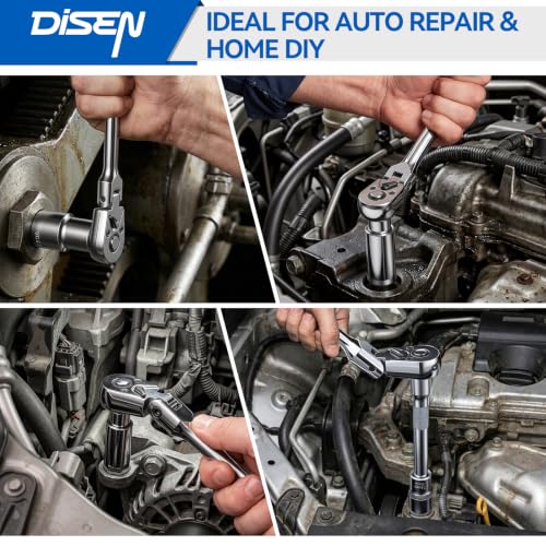 DISEN 6 Piece Flex-Head Ratchet Wrench Set with EVA Storage Case 72t Flex-head Ratchet 6pcs