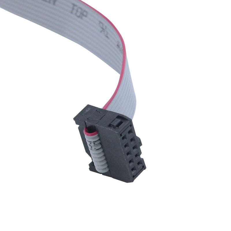 Antrader 6 Pieces 2.54 mm Pitch 10 Pin F/F IDC Flat Ribbon Cable Connector Dual Row Data Cable 30cm 10P-30CM grey