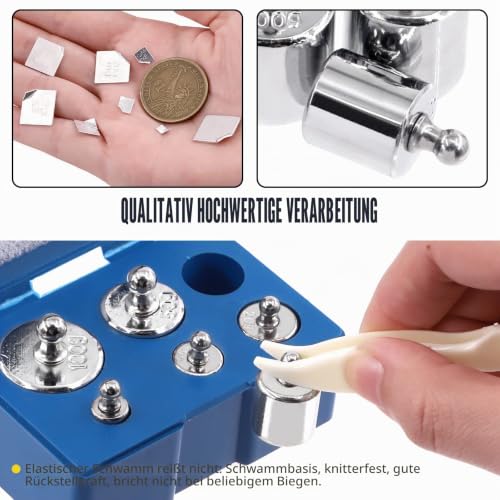 Precision Calibration Weight Set 10mg to 500mg 5g to 100g Steel Weights Calibration with Tweezers for Digital Scale Jewelry Scale M2 Class (Total 200g)