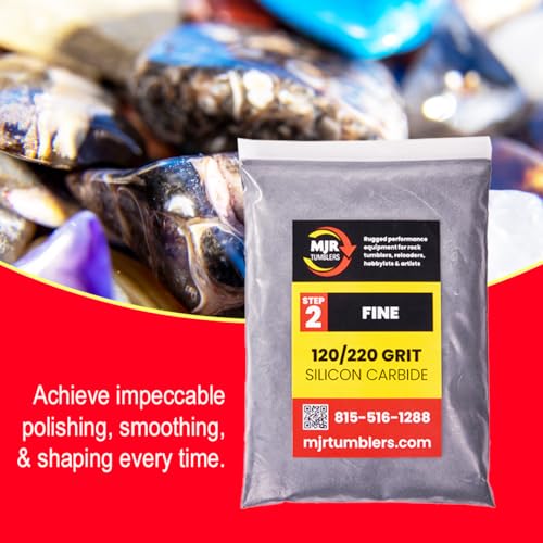 120/220 Grit Silicon Carbide Rock Tumbler Grit, Fine Stage 2 Rock Polishing Grit 3 lb, Stone Polishing Compound for Rotary & Vibratory Tumblers, Lapidary Supply 120/220 Step 2