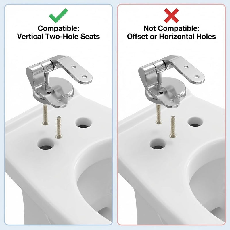 QWORK Toilet Seat Hinge Replacement Kit – Fits 110–150 mm Two-Hole Mounts for Wooden, Plastic & Resin Lids 2 Sets