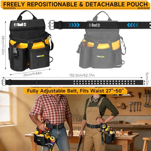 Tool Belts,18-Pocket Magnetic Tool Pouches with Drill Holster,Metal Buckle Black&yellow
