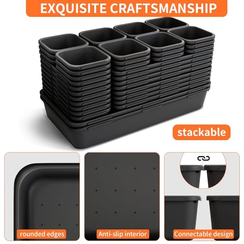 46 Pack 5-Sizes Large 12'' Tool Box Organizer Tray, Tool Box Organizers and Storage, for Hammer, Wrench, Screw, Small Parts Toolbox Organization, Tool Cart Chest Garage Drawer Organizer Tray, Black 5 - Sizes 46PCS - Black