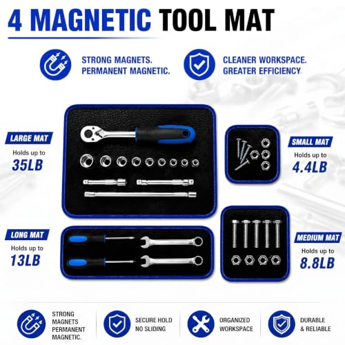 6-Pc Magnetic Tool Mat Set & Magnetic Tool Pad, Pickup Tools