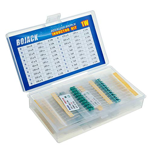 BOJACK 20 Values 200 Pieces Inductor 10 uH to 10 mH 1 W Colour Ring Inductor 1 Watt Assortment Kit