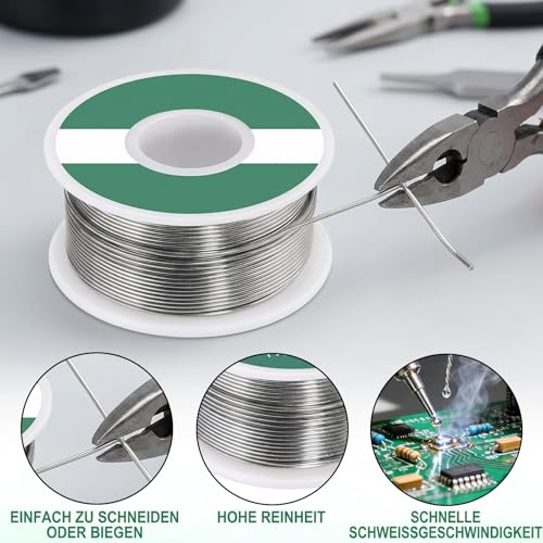 Solder with Flux Set, 100 g, 1 mm Solder and 35 g Rosin Flux, Solder Lead for Electronics Work and Soldering, Practical Soldering Set for Hobby and Professional Use