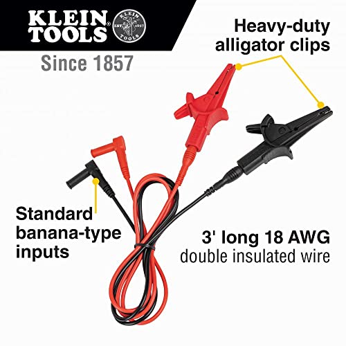 Klein Tools MM325 Multimeter, Digital Manual-Ranging 600V AC/DC Voltage Tester, Tests Batteries & 69381 Alligator Clip Test Leads, Heavy-Duty Replacement Meter Leads Protection,Safety+ 69381 Clip Test Leads