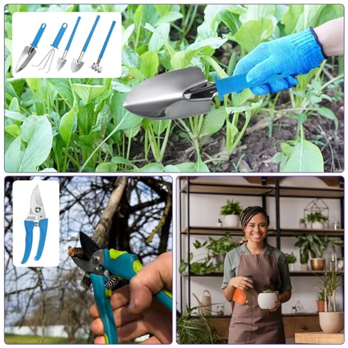 HARFINGTON 1Set Garden Tool Set 10Pcs Plastic Gardening Planting Tools Kits Blue