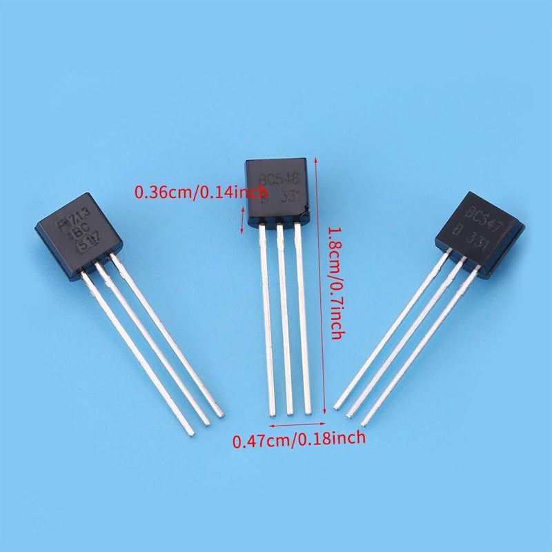 200 Pieces BC Transistors To-92 Silicon Npn Pnp Power Transistor Assortment Kit Set 10 Values (Bc327 Bc337 Bc517 Bc547 Bc548 Bc549 Bc550 Bc556 Bc557 58) With plastic plastic Storage Box