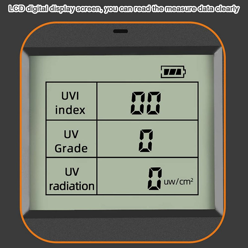 Portable Digital UV Radiation Detector, LCD UVI Meter, Radiometer Tester for Detecting Outdoor Sunlight, 2 x AAA Battery Operated, Suitable for Indoor Lamps in the Home Office