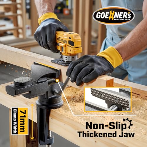 Table Vise or Bench Vise 3.2 Inch, 360° Swivel Clamp-On Vise Portable Home Vice with Large Anvil for Woodworking, Cutting Conduit, Drilling, Metalworking 3.2‘’