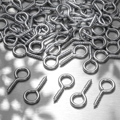 Hicarer 100 Pack 2.2 Inch Zinc Plated Carbon Steel Eye Bolt, M6 Thread Heavy Duty Screw Hook, Self Tapping Screw for Wood, Galvanized Ring Bolt for Indoor Outdoor Use