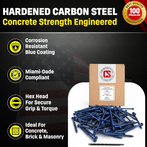Chenango Supply 3/16 x 2-3/4" Hex Head Concrete Screw Anchors
