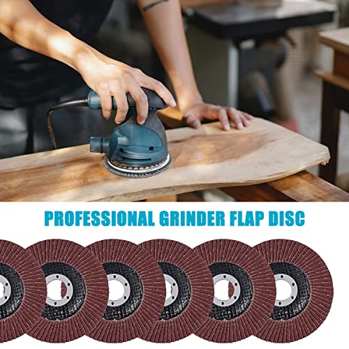 4.5 Inch Flap Discs, 20 Pack-40 60 80 100 120 Grit Angle Grinding Sanding Wheels Type 27 Aluminum Oxide Abrasives for Metal Wood Grinding(7/8 inch Arbor)