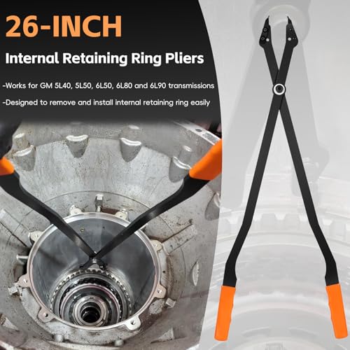 Sunluway 1489-26" Internal Retaining Ring Pliers, Large Snap Ring Pliers with Straight Tips for GM 5L40, 5L50, 6L50, 6L80 and 6L90 Transmissions, Heavy-duty Snap Ring Removal Pliers