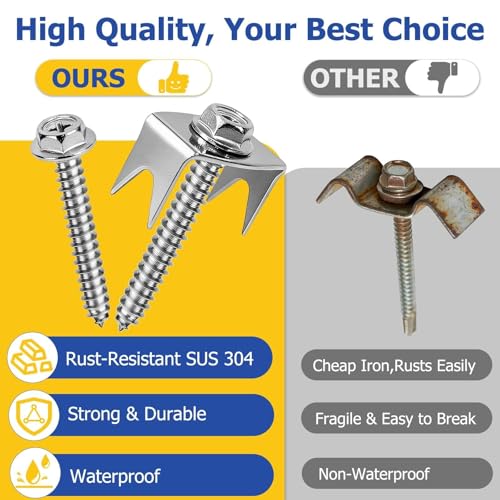 100Pcs 304 Stainless Steel Fence Staples for Wire Fencing, Reusable Fence Fasteners for Wire Mesh & Woven Fencing, Easy Install with Power Drill 100 pcs