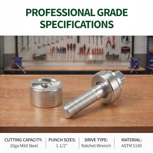 Knockout Hole Punch Driver Kit, 1-1/2" Slug-Buster Knockout Electrical Conduit Hole Cutter Set Manual KO Tool for Electrical Conduit & Panels Conduit 1-1/2" (Punch 49.6 mm)
