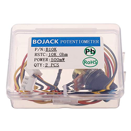 BOJACK B10K 3 Terminal Rotation Potentiometer with Linear Taper WH148 Variable 10K Ohm Carbon Film Resistor with XH2.54 3-Pin Connection Cable (Pack of 2)