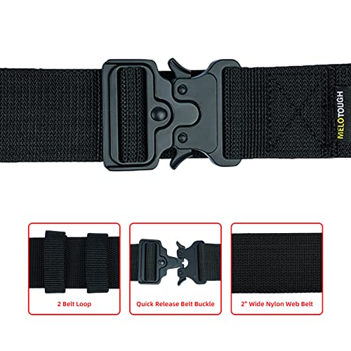 MELOTOUGH 2" Nylon Web Work Tool Belt for Men with Heavy Duty Quick Release Rugged Metal Buckle + Electrician Tool Pouch Tool Belt Pouches with Belt Clip
