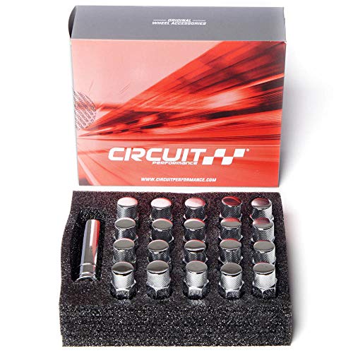 Circuit Performance Forged Steel Extended Hex Lug Nut for Aftermarket Wheels: 12x1.5 Chrome - 20 Piece Set + Tool