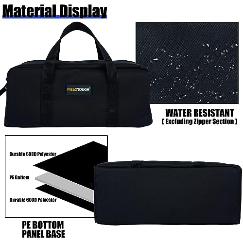 MELOTOUGH Utility Tool Tote Bag Combo Kit-Includes 2 Medium Tool Organizer Bags,Zipper Tool Pouch Zipper Bag -Fastener Bag with Mesh Window for Electrician, Plumbing, Gardening, HVAC(Blue)