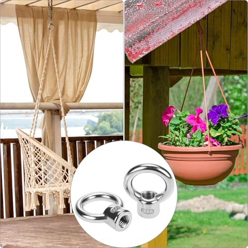 QWORK 10-Pack 1/2"-13 UNC Eye Bolts, 316 Stainless Steel Marine Grade Lifting Eyes for Boat Docks Deck Rigging & Coastal Projects - Heavy Duty Threaded Ring Bolts for Ropes and Cables