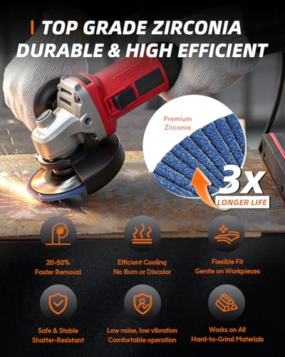 10 Pack Flap Discs 4 1/2 for Angle Grinder Sanding Disc, 80 Grit Grinding Disc, 4.5" x 7/8" Type 29 Zirconia Grinding Wheel for Metal, Wood, Stainless Steel Finishing
