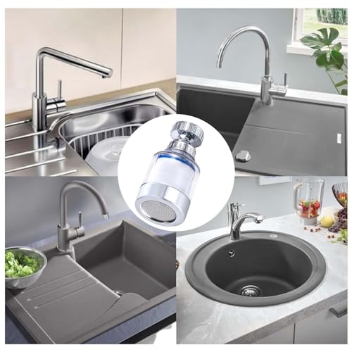 Pack of 2 Water Filter Tap, 360° Tap Filter | With 6 pieces PP cotton filter element and universal adapter, faucet filter for home, kitchen, bathroom, sink