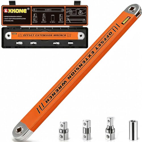 Offset Extension Wrench,0° Swing Extender for Tight Space Fasteners Orange Large