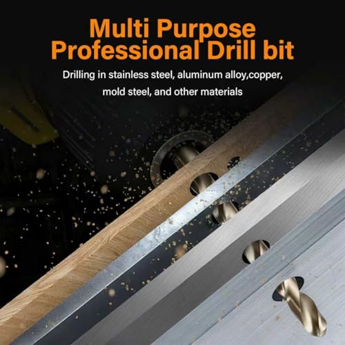 29pcs Cobalt Drill Bit Set, M35 High Speed Steel Twist Jobber Length Kit with Metal Index Storage Case, Drill Bits for Metal, Stainless Steel, Cast Iron, Plastic and Wood 1/16"-1/2"(29pcs)