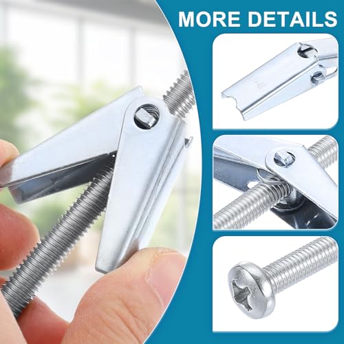 uxcell M8 x 100mm Male Thread Spring Loaded Hollow Wall Round Head Toggle Bolt 20pcs 20