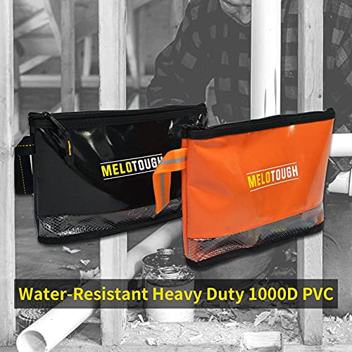 MELOTOUGH Waterproof Material 12 inch Zipper Tool Pouch 2 Pack + Tool Holster Cordless Drill Holster/Hook Single 2 Pack
