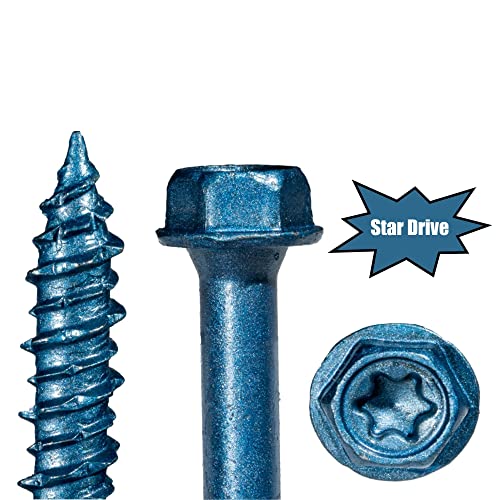 Star Drive Hex Washer Head Masonry Screws, 100 Pieces with Drill Bit - 5/16" x 2-3/4" Concrete Masonry Screws, Rust Resistant High Strength 5/16" x 2-3/4"