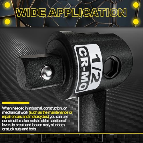 1/2" Drive 25-Inch Breaker Bar, Heavy Duty Extension Breaker Bar with 250° Swivel Head, CR-MO Steel, Defeats Rusted and Frozen Fasteners 1/2" 25 inch