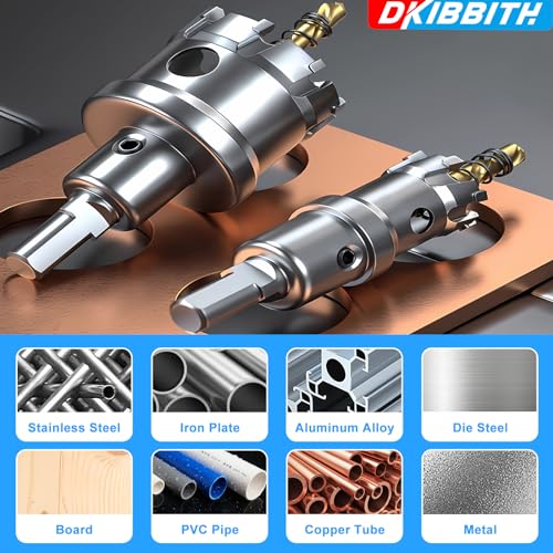 11 Pcs TCT Hole Saw Set,5/8” to 2” Heavy-Duty Tungsten Carbide Hole Saws Kit for Stainless Steel Hard Metal Plastic Wood, 1” Cut Depth, with Detachable Pilot Drill Bits, Allen Wrench 11 Pcs Hole Saw Kit