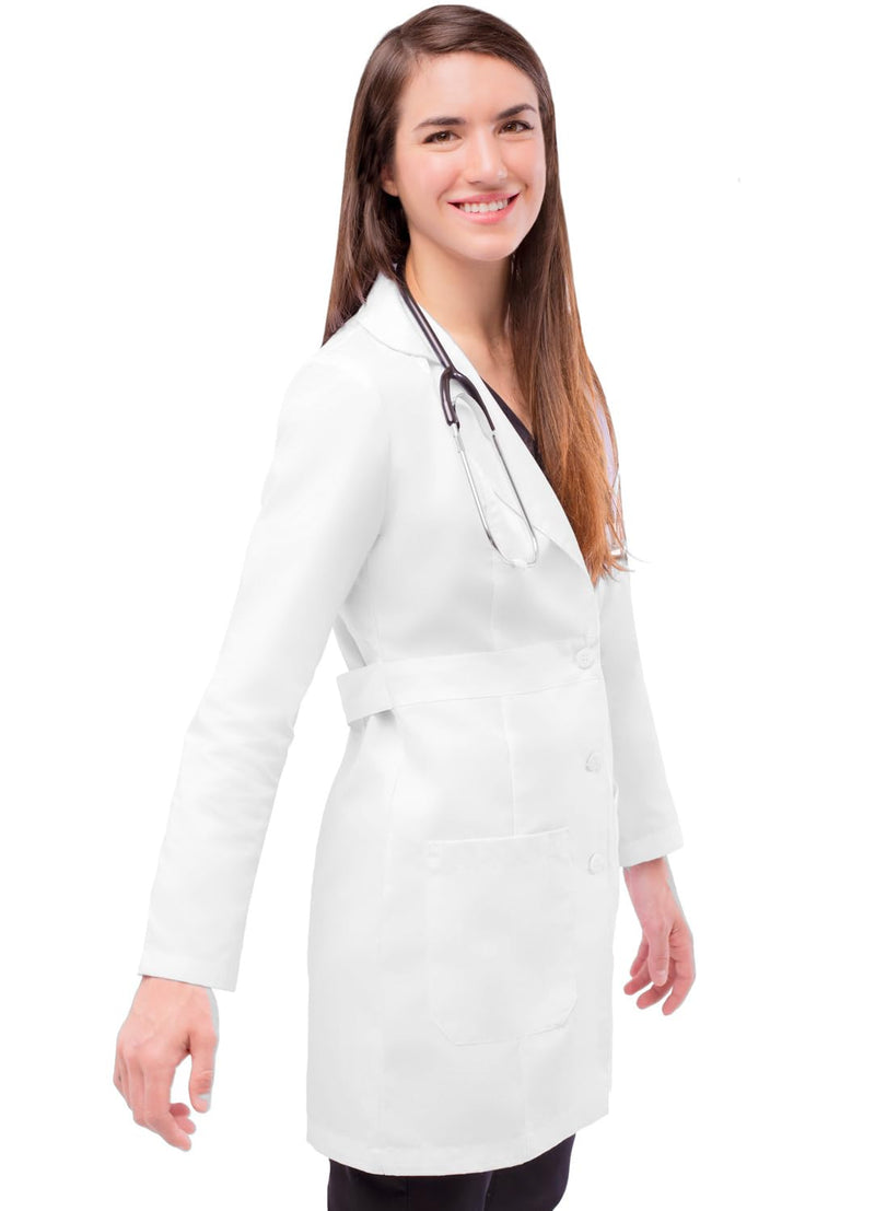 Adar Universal Lab Coats for Women - Belted 33" Lab Coat Small White