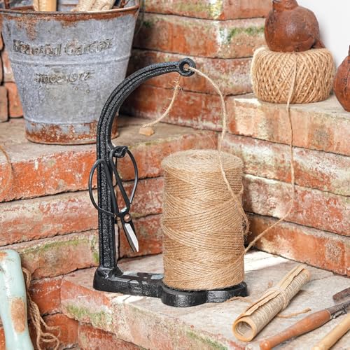 Sungmor Cast Iron Twine Holder Set - Twine String & Rope Rack & Scissor Black Rack Set