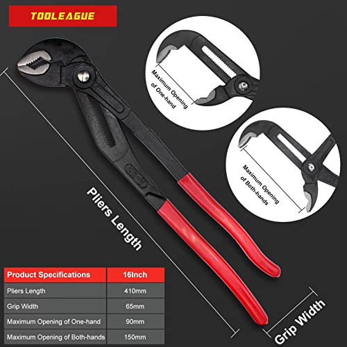 TOOLEAGUE 16-inch Groove Slip Joint Pliers, Heavy Duty Water Pump Plier 1 16 inches