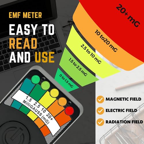 5 Pack EMF Meter Ghost Hunting Equipment Kit, EMF Magnetic Field Detector, Portable Electromagnetic Field, Ghost Hunting Paranormal Equipment Tester EMF Reader with LED Display, Black