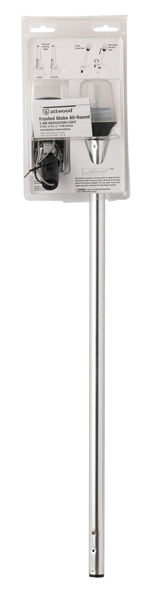 Attwood Stowaway Pole Light with Plug-In Base 24-inch