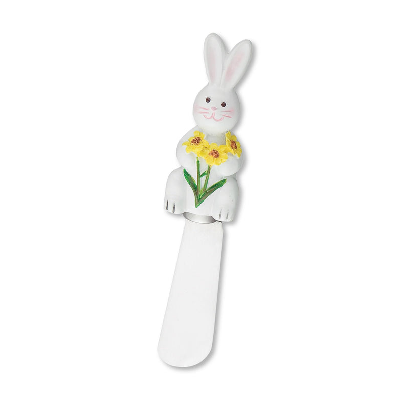 Wine Things Easter Bunny Cheese Spreaders, Hand-Painted Resin Handles with Stainless Steel Blades for Spreading Cream Cheese, Butter, and Jam, Assorted Designs, Set of 4