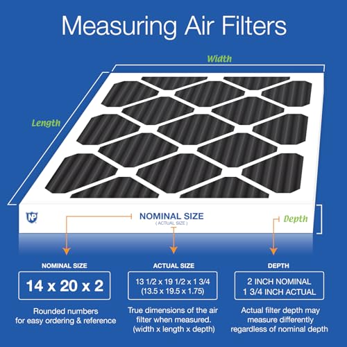 Nordic Pure 14x20x2 Pleated MERV 8 Pure Carbon Air Filters 3 Pack