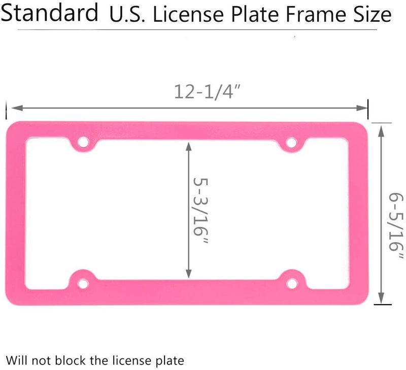 Pink License Plate Frame, 2 PCS License Plate Holder, Universal American Auto License Plate Frame Rust-Proof, Rattle-Proof, Weather-Proof