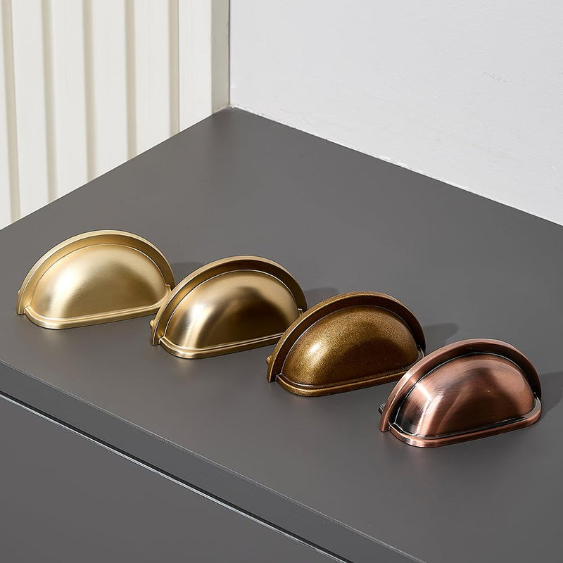 HARPOON Bin Cup Drawer Handles Hardware 10 Pack of Kitchen Cabinet Pulls, 3" Inch 76mm Champagne Gold