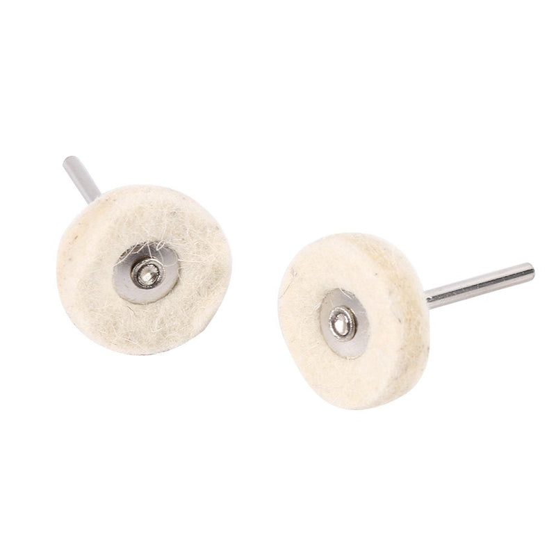 KIMISS Gold Buff Dremel Cotton Polishing Disc Wool Pack of 10 25mm Wool Felt Polishing Drill Grinding Disc Brushes with Handle for Rotary Tool