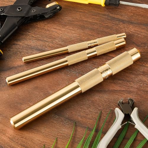 Funrous 3 Pcs Brass Punch Set Brass Drift Punch