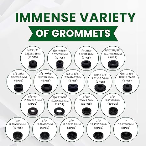 3 in 1 Rubber Grommets for Wiring in 18 Different Sizes (125 Pcs), Nuts and Bolts Assortment Kit (900 Pcs) & Metric Nuts and Bolts Screws Kit in 30 Sizes (890pcs)